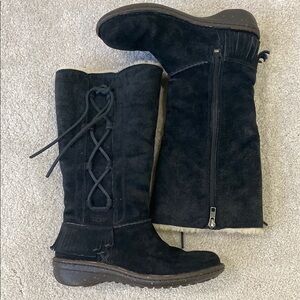 UGG Desoto tall Shearling lined suede black boots 6